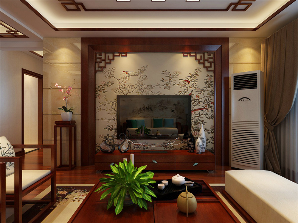 新中式风格客厅电视背景墙效果图
